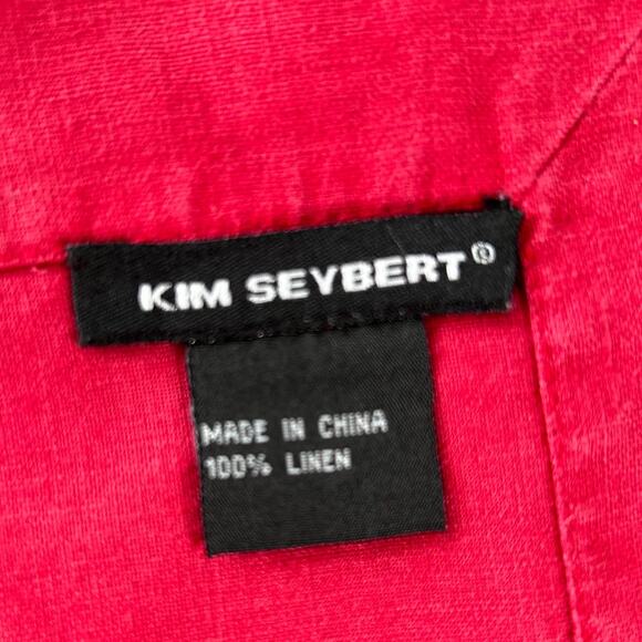 Kim Seybert Set Of 12 Red Napkins with Gold Running Stitch - Picture 3 of 8